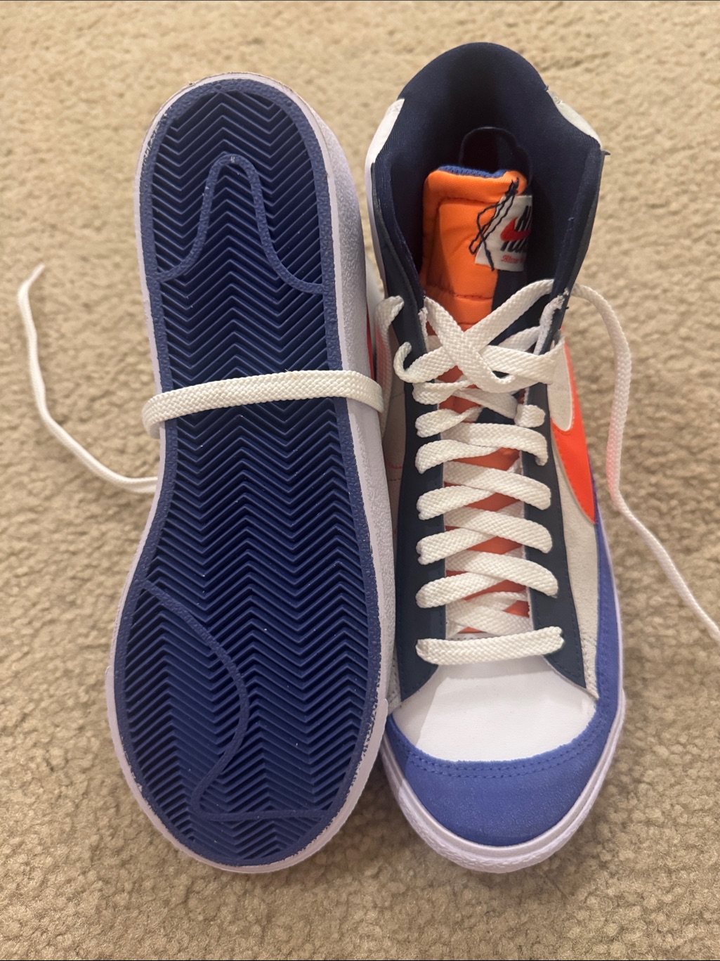 Nike High-Top Sneakers In White, Navy & Orange